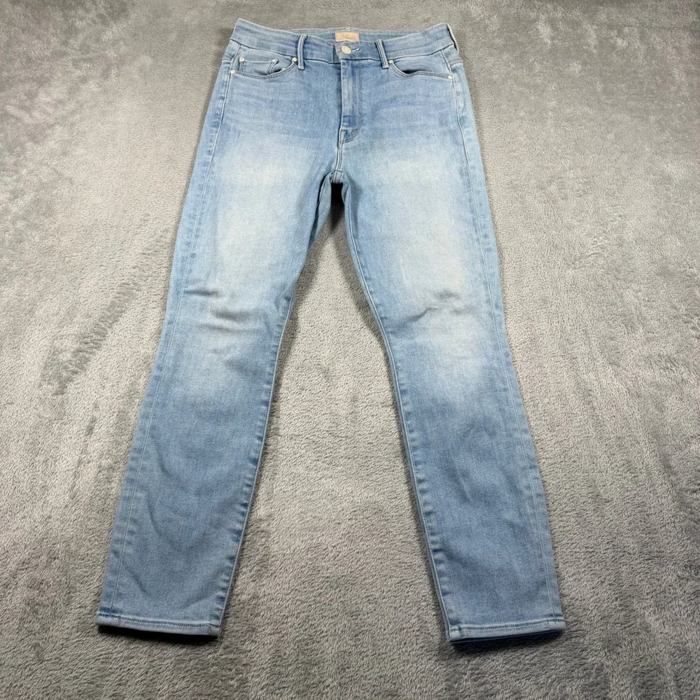 Mother High Waisted Looker Crop Women 28 Blue Swimming Pool Sunday Skinny Jeans